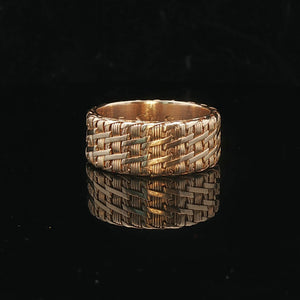 14k Yellow Gold 9.7g Solid Vintage 9mm Mesh Band Ring Size 9