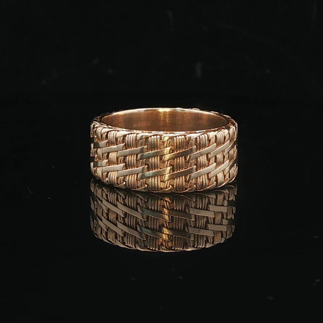 14k Yellow Gold 9.7g Solid Vintage 9mm Mesh Band Ring Size 9