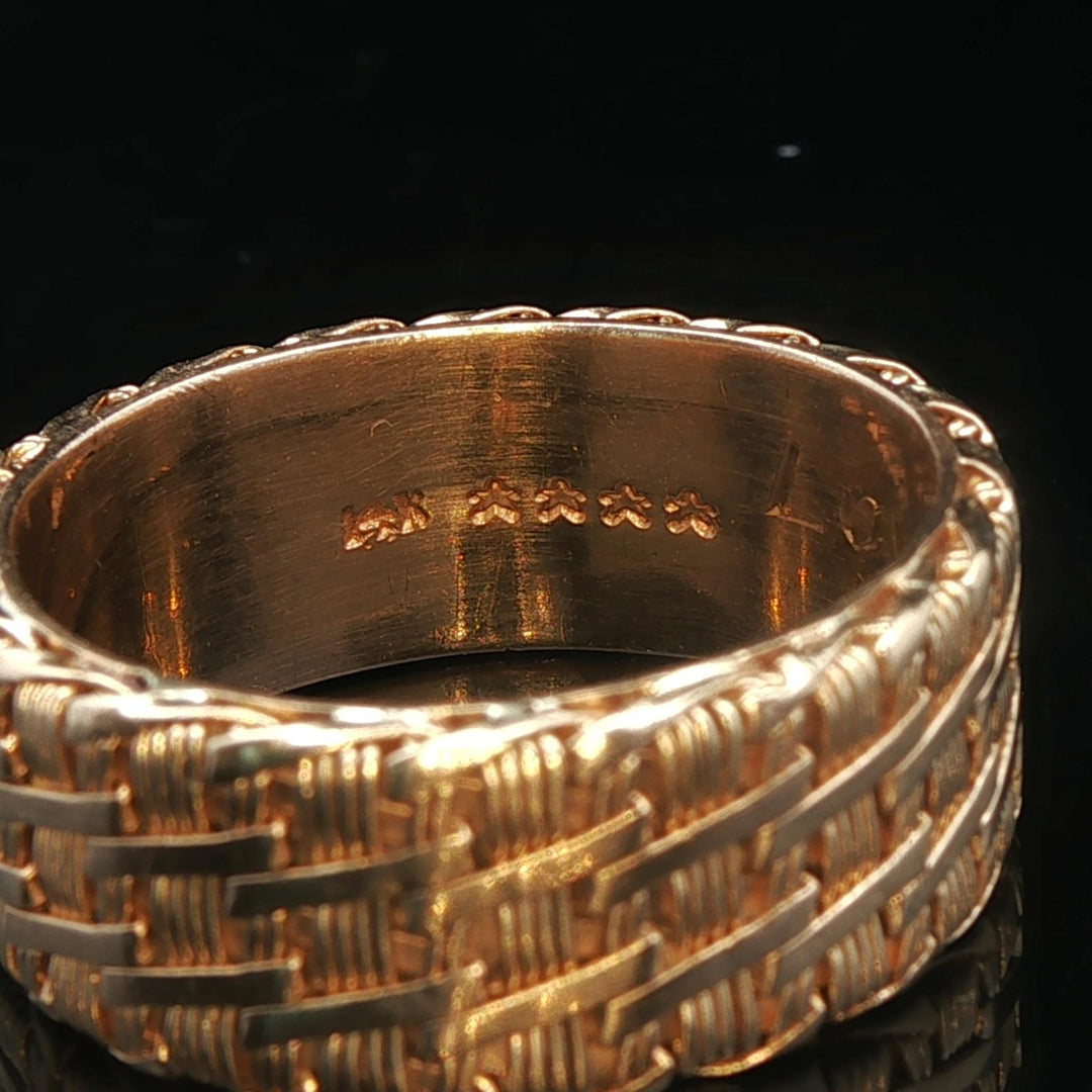 14k Yellow Gold 9.7g Solid Vintage 9mm Mesh Band Ring Size 9