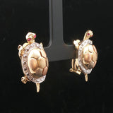 14k Yellow White and Rose Gold 14g Ruby Eye Turtle Stud Earrings