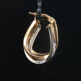 14k Yellow and White Gold 5.3g Greek Key Crossover Hoop Earrings 1.15"