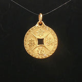 24k Pure Yellow Gold 3.1g Chinese Good Luck Cash Coin Charm Pendant