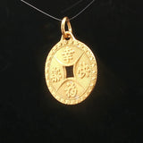 24k Pure Yellow Gold 3.1g Chinese Good Luck Cash Coin Charm Pendant
