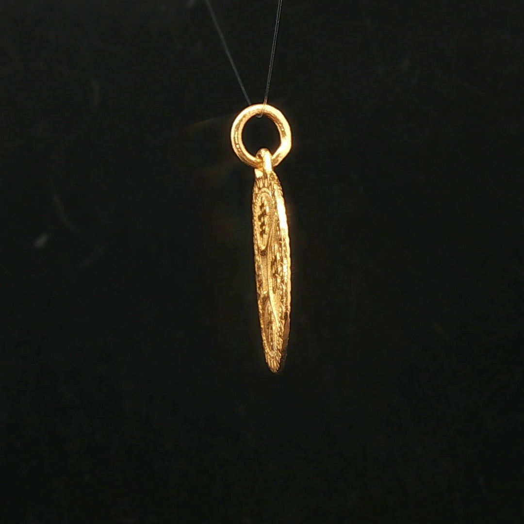 24k Pure Yellow Gold 3.1g Chinese Good Luck Cash Coin Charm Pendant