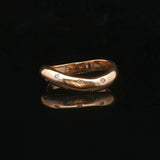 18k Yellow Gold and Flush Set Diamonds Curved Band Ring Size 6