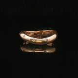 18k Yellow Gold and Flush Set Diamonds Curved Band Ring Size 6