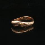 18k Yellow Gold and Flush Set Diamonds Curved Band Ring Size 6