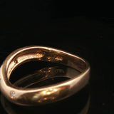 18k Yellow Gold and Flush Set Diamonds Curved Band Ring Size 6