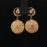 14k Yellow Gold 6.7g Ladies Face Motif Dangle Drop Earrings Italy 1.25"