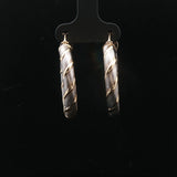 14k White and Yellow Gold 3.7g Light Twisted Spiral Hoop Earrings Italy 1.25"
