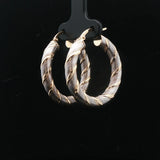 14k White and Yellow Gold 3.7g Light Twisted Spiral Hoop Earrings Italy 1.25"