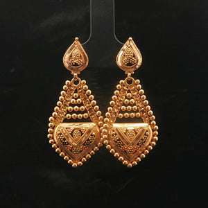 22k Yellow Gold 8.1g Beaded Drop Dangle Fancy Earrings 1.75"