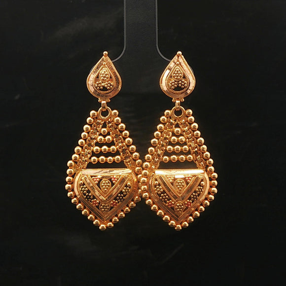22k Yellow Gold 8.1g Beaded Drop Dangle Fancy Earrings 1.75