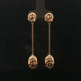 John Hardy 18k Yellow Gold 3.7g Pebbled Drop Dangle Earrings 2.25"