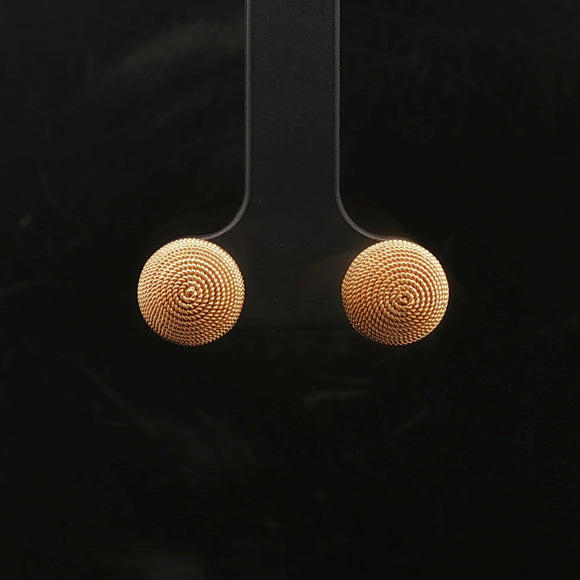 18k Yellow Gold 3.5g Swirl Button Stud Earrings