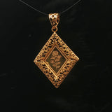 21k Yellow Gold 1.5g Light Filigree Floral Pendant 1.25"