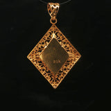 21k Yellow Gold 1.5g Light Filigree Floral Pendant 1.25"