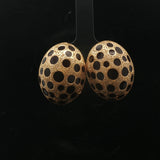18k Yellow Gold and Black Enamel 12.5g Large Spotted Button Earrings 1"