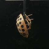 18k Yellow Gold and Black Enamel 12.5g Large Spotted Button Earrings 1"