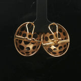18k Yellow Gold and Black Enamel 12.5g Large Spotted Button Earrings 1"