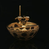 18k Yellow Gold and Black Enamel 12.5g Large Spotted Button Earrings 1"