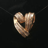 14k Yellow Gold and 1.5cttw Diamond Large Heart Pendant 1"