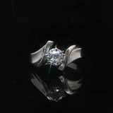 14k White Gold and 0.60ct Solitaire Diamond Bypass Ring Size 7