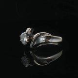 14k White Gold and 0.60ct Solitaire Diamond Bypass Ring Size 7