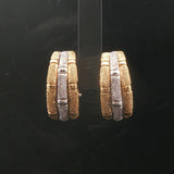 18k Yellow and White Gold 16g Solid Heavy Sparkling Huggie Earrings