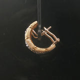 18k Yellow and White Gold 16g Solid Heavy Sparkling Huggie Earrings