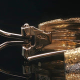 18k Yellow and White Gold 16g Solid Heavy Sparkling Huggie Earrings