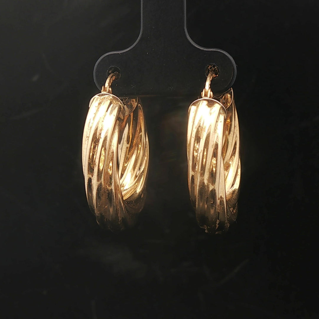 18k Yellow Gold 5g Vinage Ladies UnoAErre Spiral Twist Hoop Earrings Italy 1"