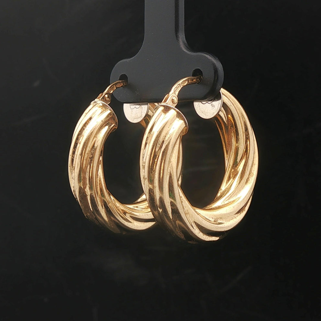 18k Yellow Gold 5g Vinage Ladies UnoAErre Spiral Twist Hoop Earrings Italy 1"