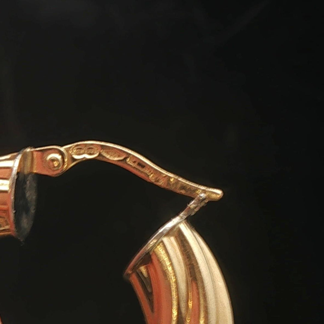 18k Yellow Gold 5g Vinage Ladies UnoAErre Spiral Twist Hoop Earrings Italy 1"