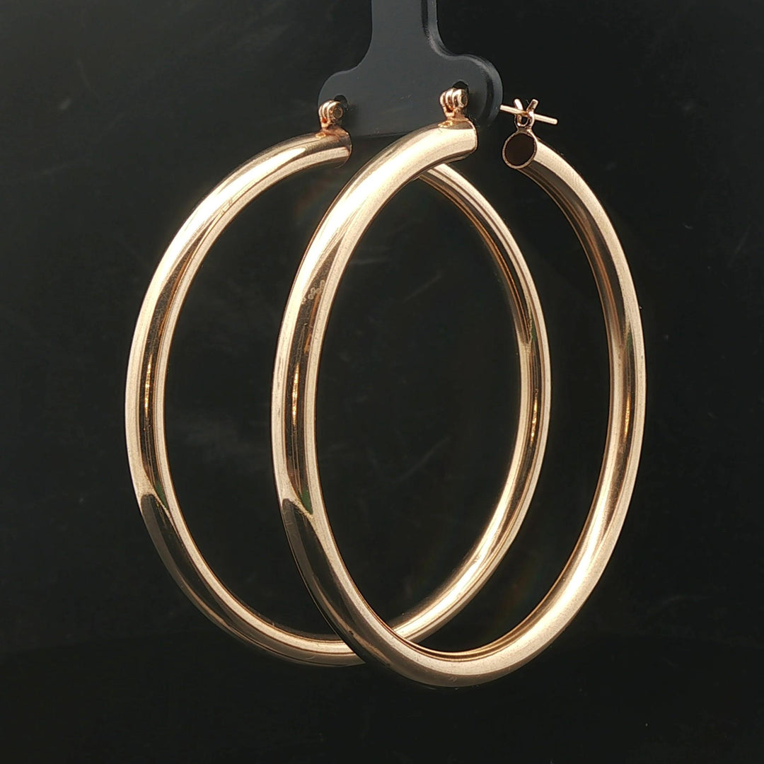 14k Yellow Gold 10.8g Large Ladies Polished Hoop Earrings 2.5"