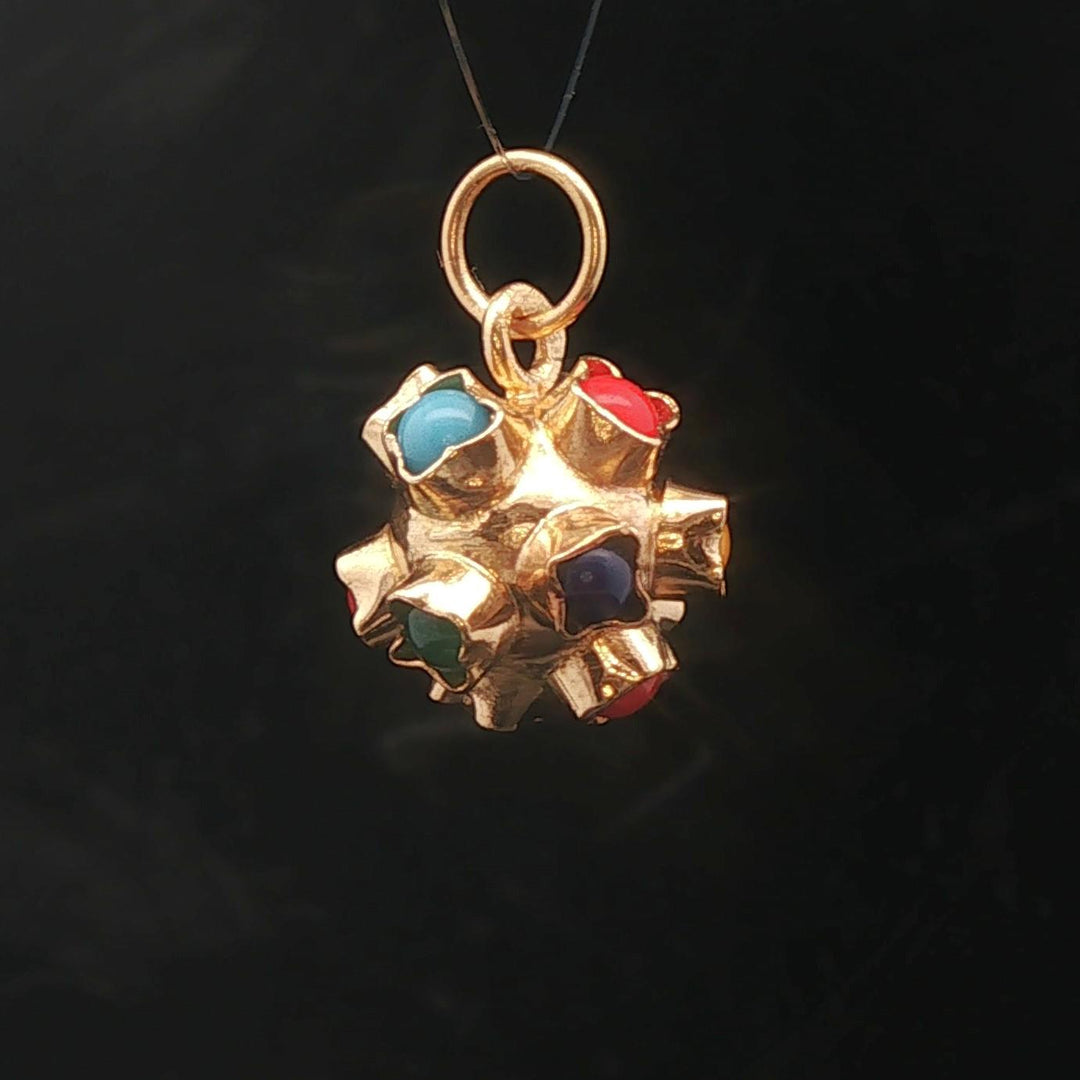 19k Portuguese Yellow Gold and Cabochon Glass Sputnik Charm