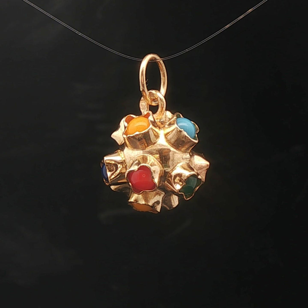 19k Portuguese Yellow Gold and Cabochon Glass Sputnik Charm