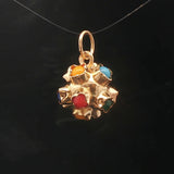 19k Portuguese Yellow Gold and Cabochon Glass Sputnik Charm