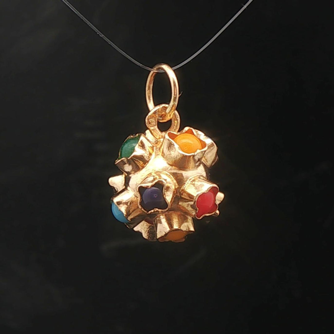 19k Portuguese Yellow Gold and Cabochon Glass Sputnik Charm