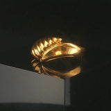 24k Pure Yellow Gold 6g Solid Bypass Band Ring Size 6