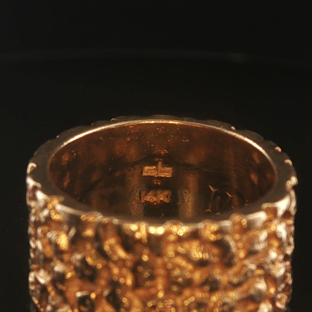 14k Yellow Gold 9.6g Solid Heavy Vintage Chunky Nugget Band Ring Size 5