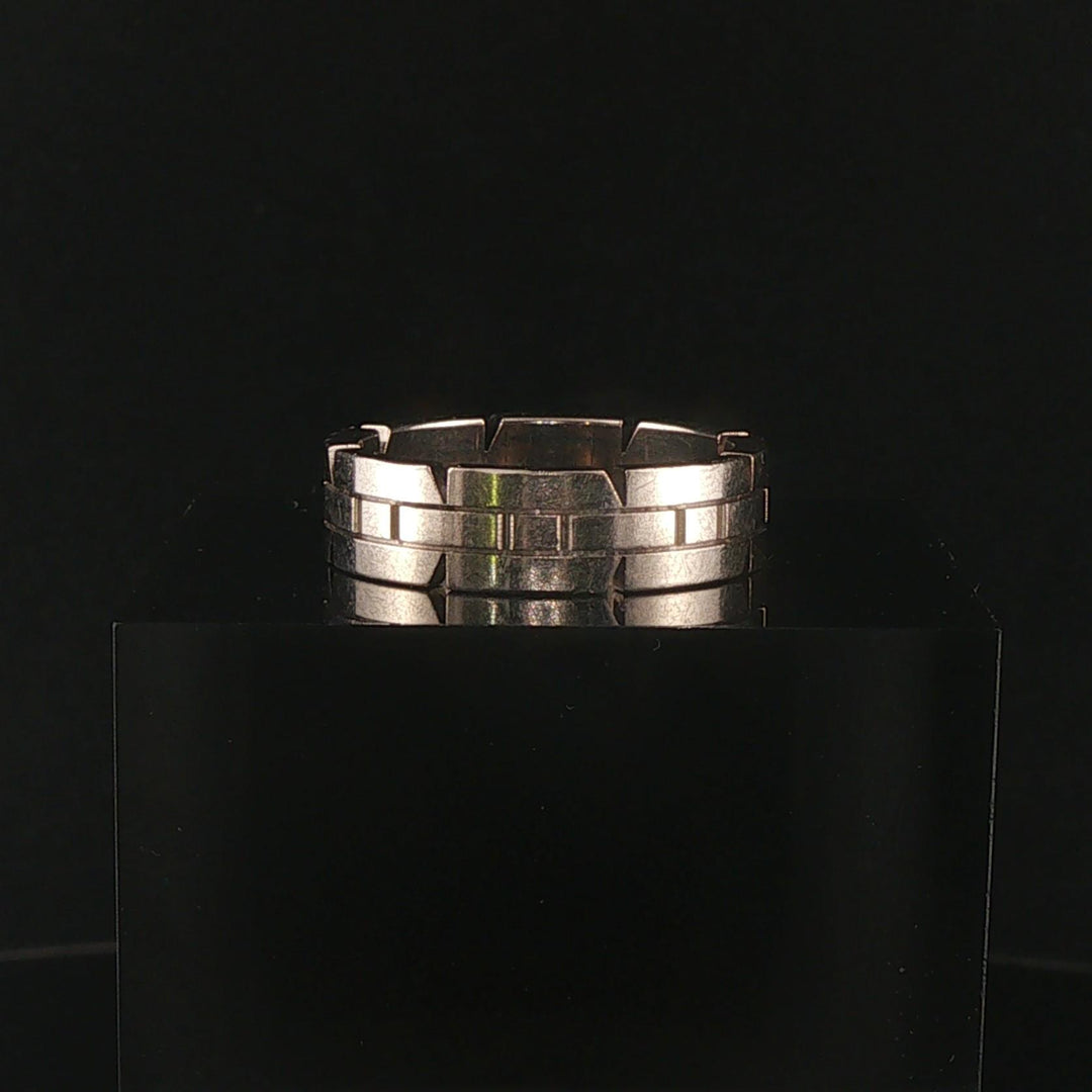 Cartier 18k White Gold Tank Francaise 6mm Band Ring Size 59 (8.75)