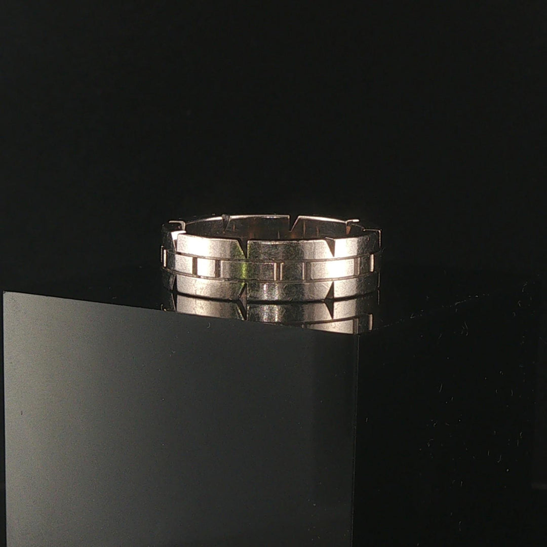 Cartier 18k White Gold Tank Francaise 6mm Band Ring Size 59 (8.75)
