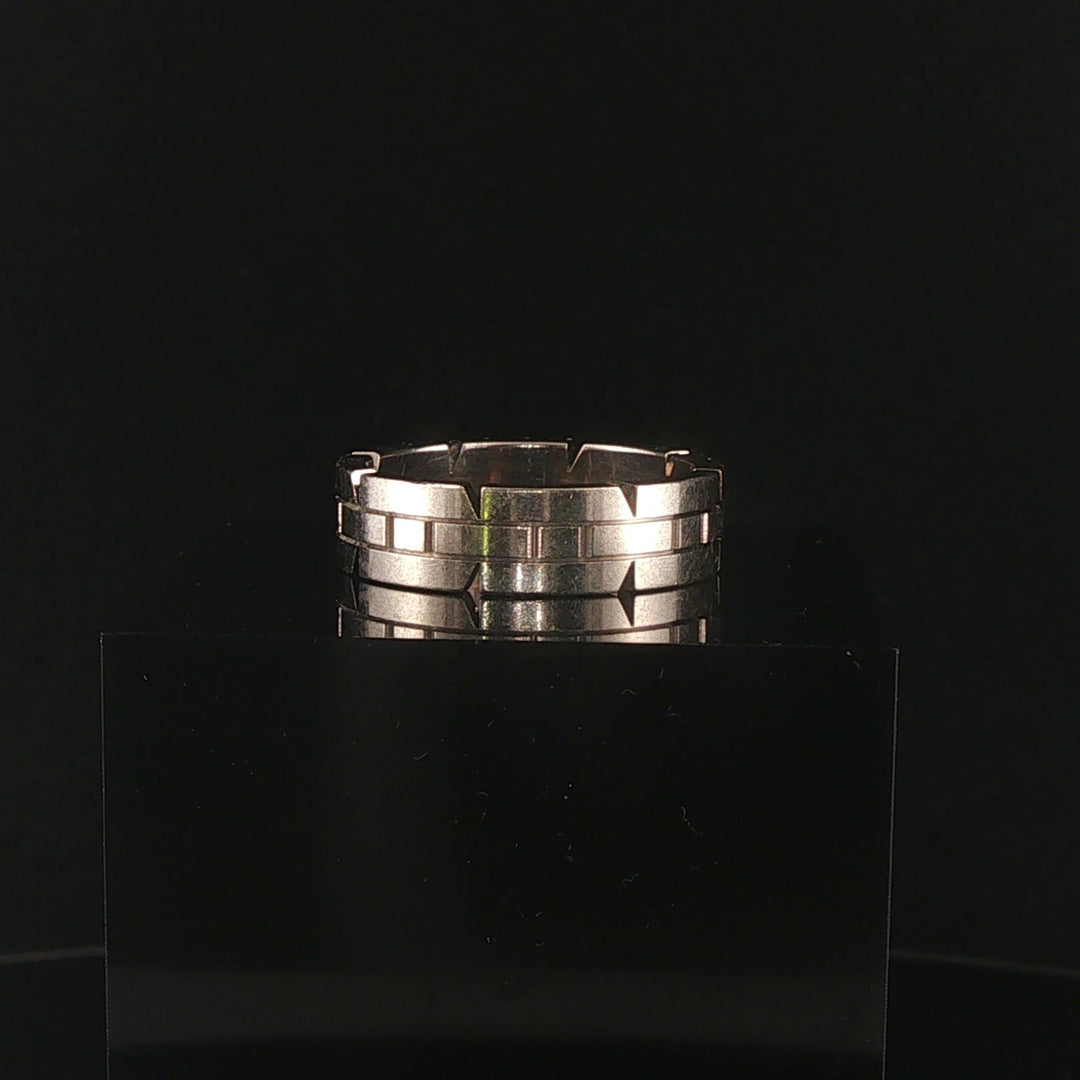 Cartier 18k White Gold Tank Francaise 6mm Band Ring Size 59 (8.75)