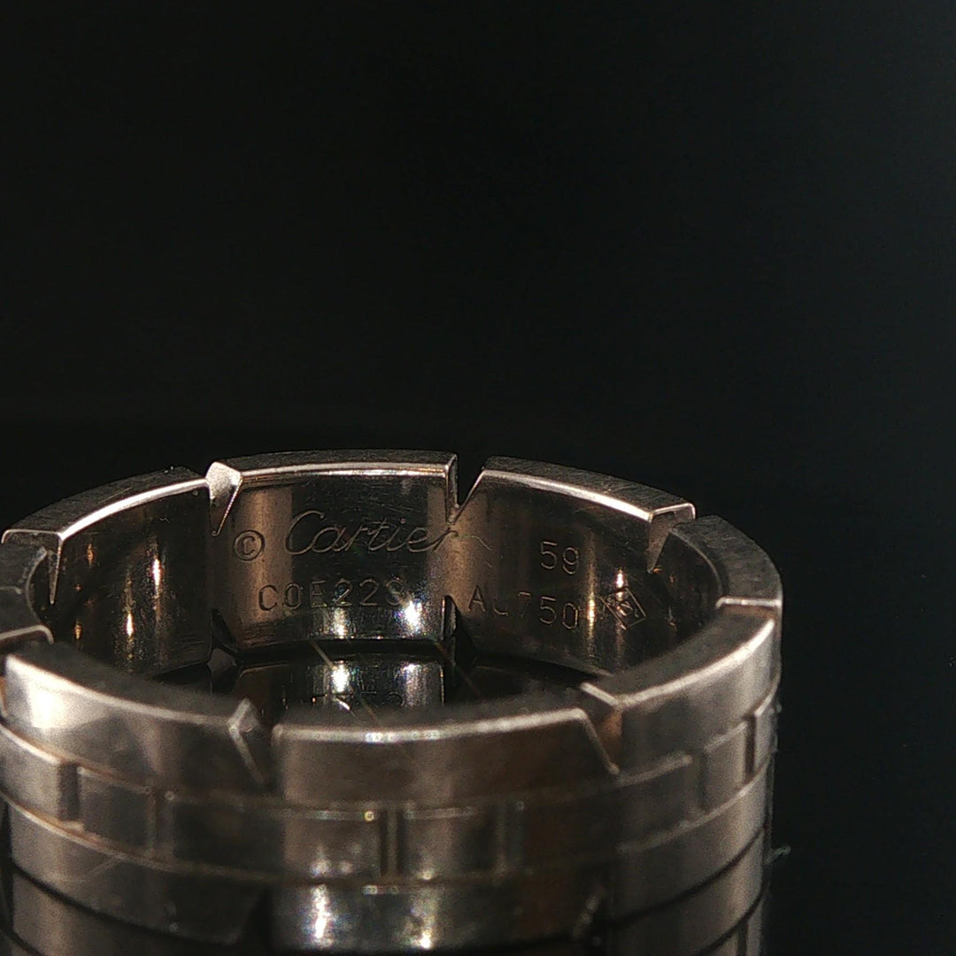 Cartier 18k White Gold Tank Francaise 6mm Band Ring Size 59 (8.75)