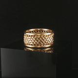 14k Yellow Gold 5.2g Imperial Gold 11mm Mirror Bar Band Ring Size 8.5