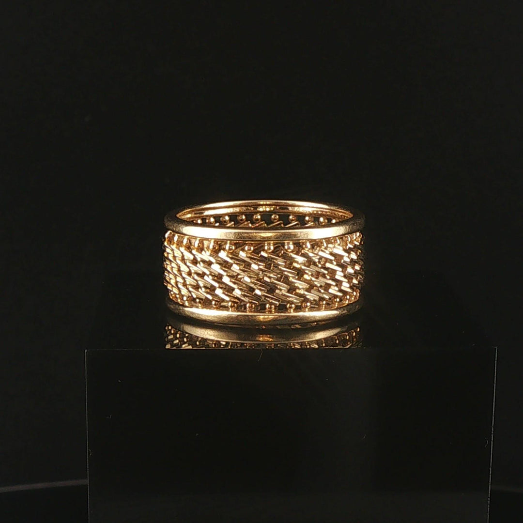 14k Yellow Gold 5.2g Imperial Gold 11mm Mirror Bar Band Ring Size 8.5