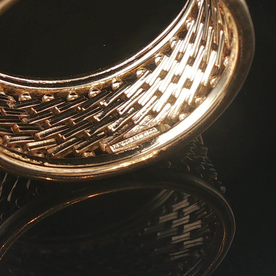 14k Yellow Gold 5.2g Imperial Gold 11mm Mirror Bar Band Ring Size 8.5