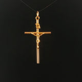 19k Portuguese Yellow Gold 5.8g Vintage Cross Crucifix Pendant 2"