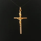 19k Portuguese Yellow Gold 5.8g Vintage Cross Crucifix Pendant 2"